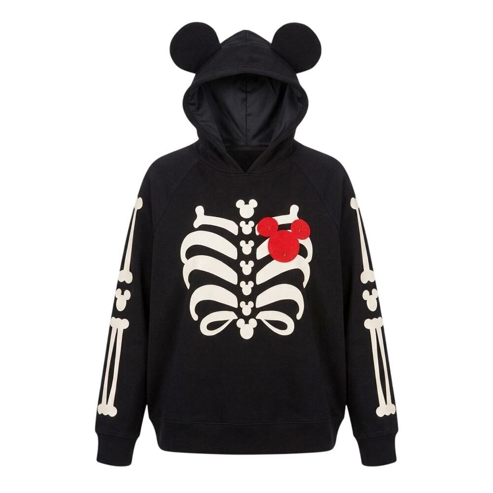 Disney Mickey Mouse Skeleton LED Hoodie Mens Sz L Halloween Party Glow In Dark